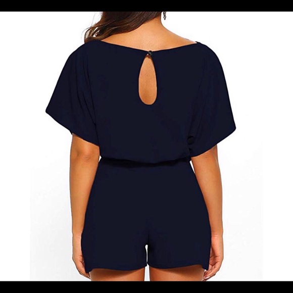 NWOT Navy casual belted romper - Picture 2 of 4